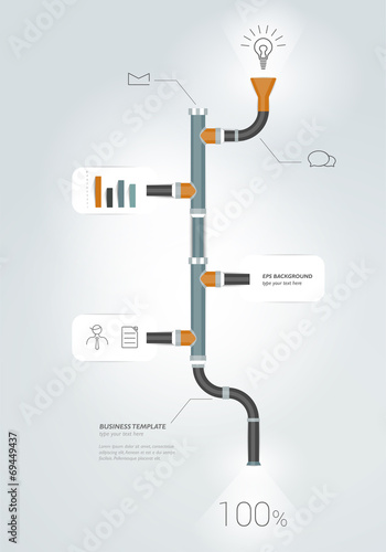 Pipe timeline infographics template. Vector illustration.