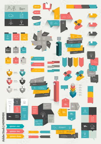 Collections of info graphics flat design diagrams.