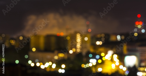 Urban city night light, defocused blur background, Szczecin, Poland