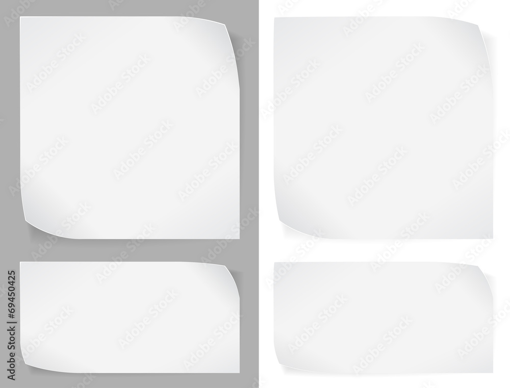 Set of white paper stickers
