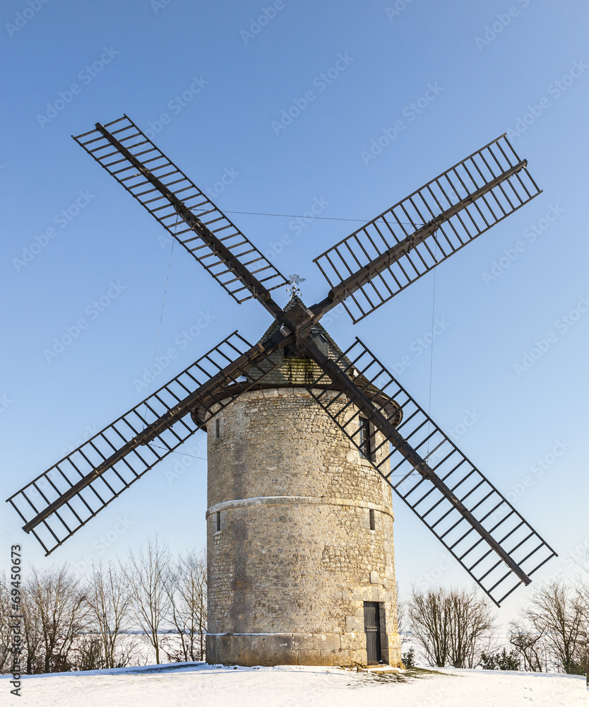 Traditional Windmill in Winter