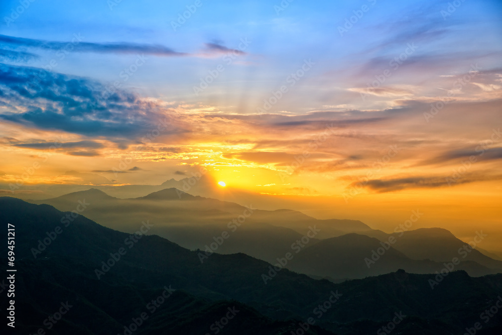 Beautiful Sunrise over The Himalayas in Nepal