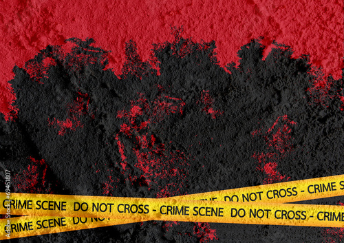 Crime scene danger tapes illustration on wall texture background