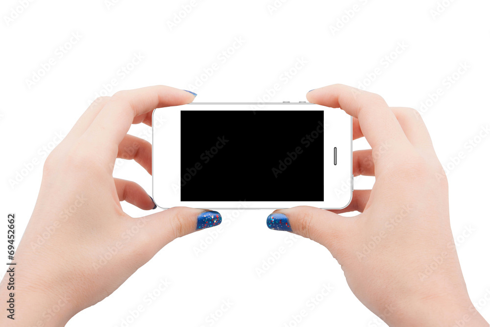 Female hand holding smart phone