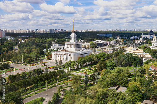 view from the heights to the central pavilion "Russia" and the A
