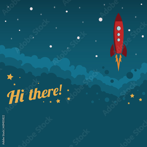 Project Launch Rocket in Space Vector Background