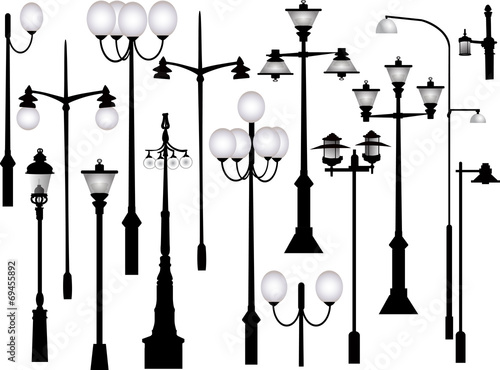 set of black morden street lamps