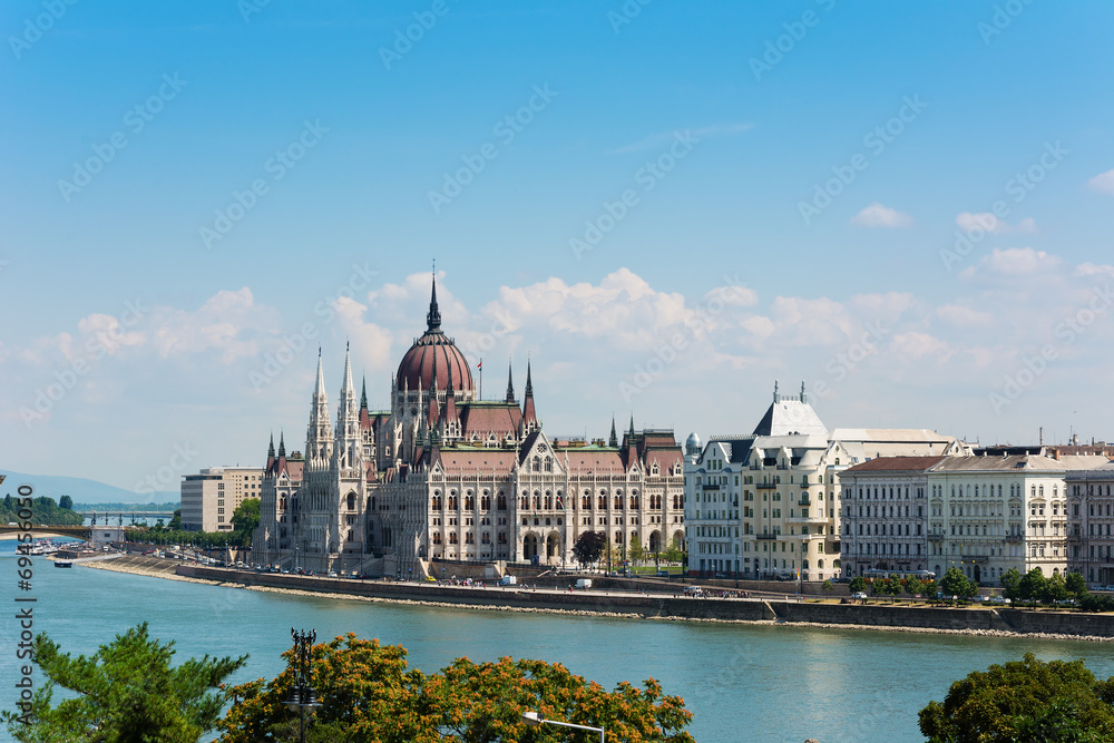 Hungarian parliament building Budapest over the Danube