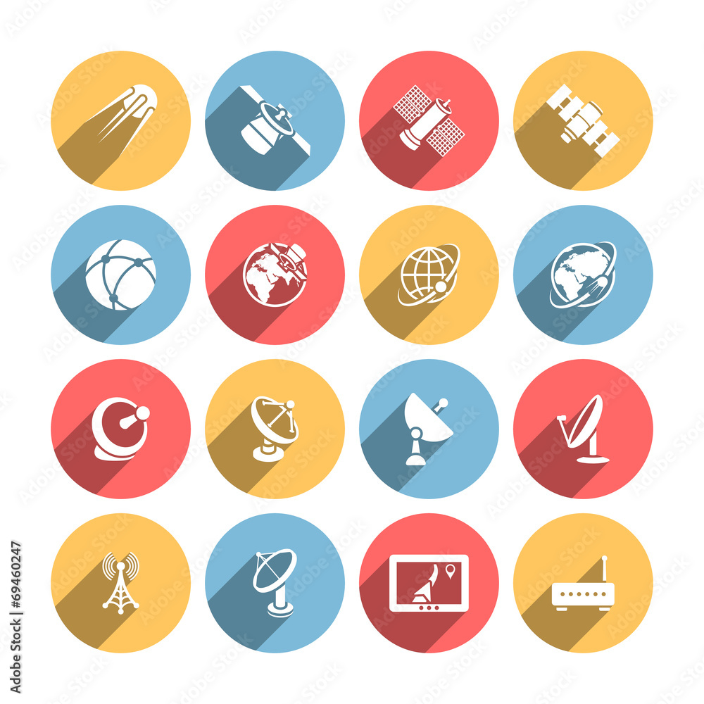 Satellite icons set Satellite icons set