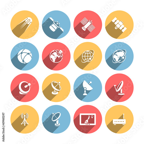 Satellite icons set