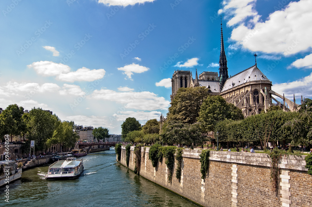 Notre Dame de Paris and the river Seine, France