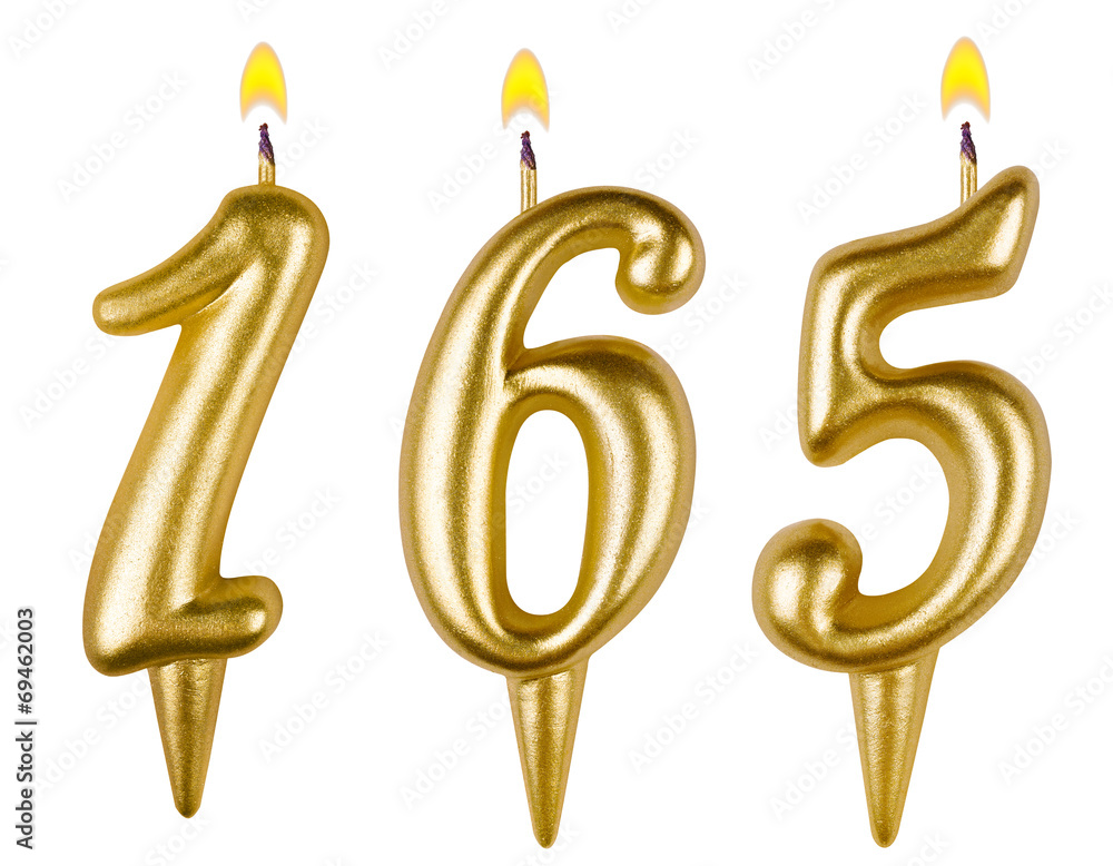 candles number one hundred sixty five isolated on white candles number one hundred sixty five isolated on white