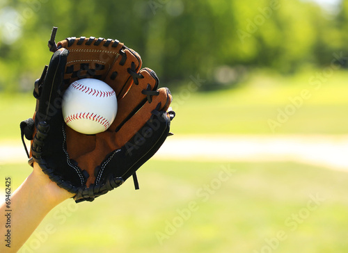 Photography Hand of Baseball Payer with Glove and Ball
