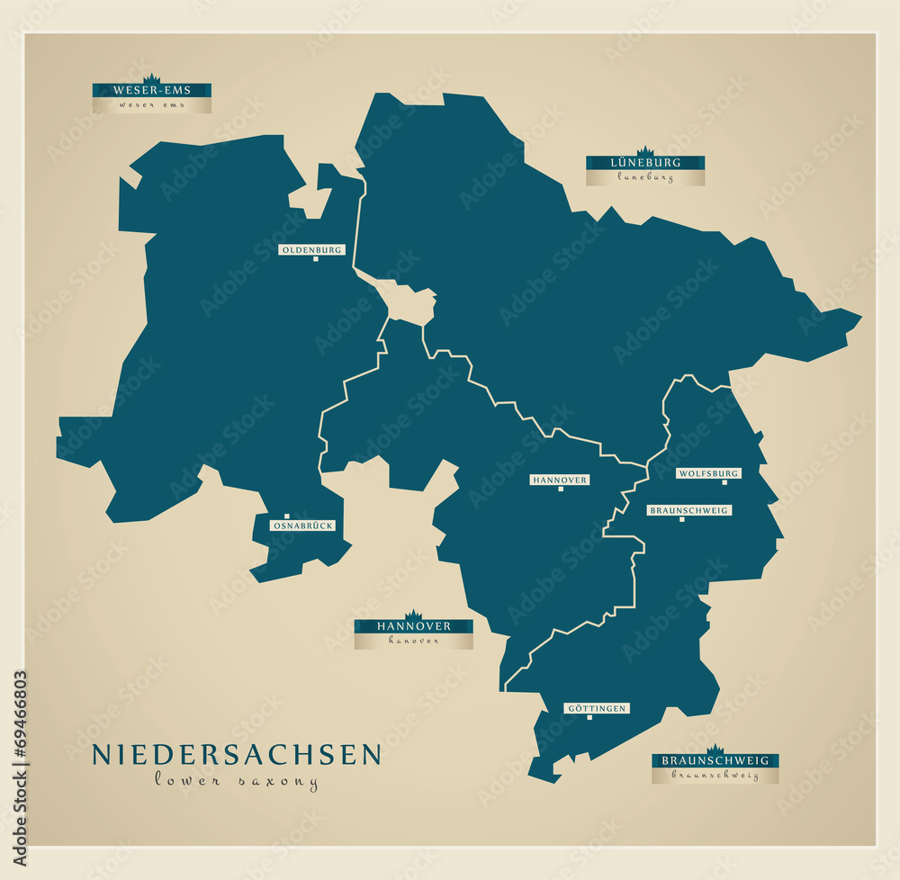 Moderne Landkarte - Niedersachsen