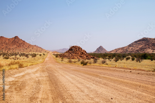 Landscape and road in Damaraland area