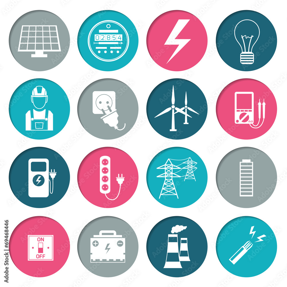 Electricity power icons set Electricity power icons set