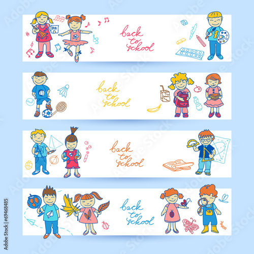 Set of banners with kids © Macrovector