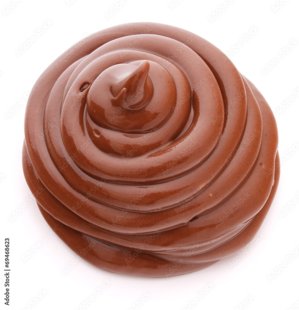 Chocolate cream swirl isolated on white background cutout Chocolate cream swirl isolated on white background cutout
