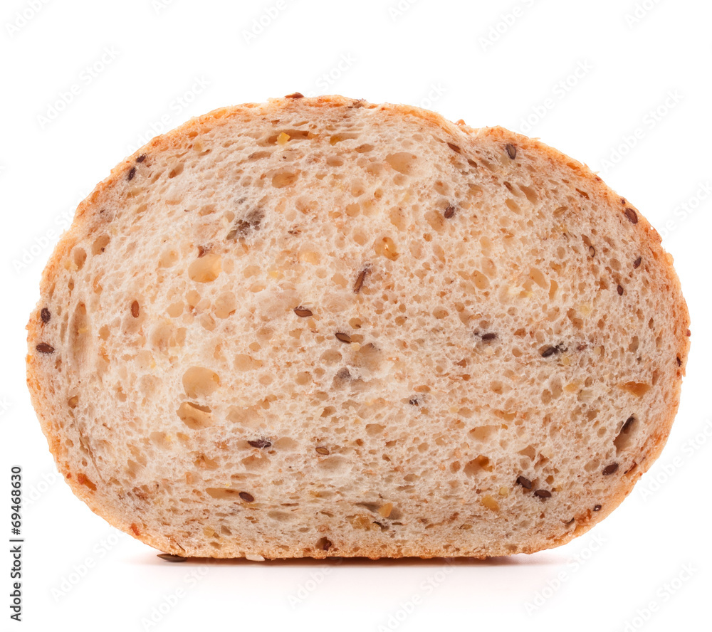 Slice of fresh white grained bread isolated on white background Slice of fresh white grained bread isolated on white background