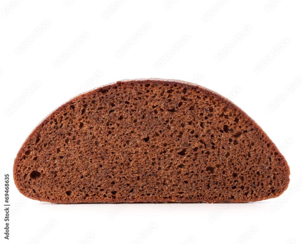 Slice of fresh rye bread isolated on white background cutout Slice of fresh rye bread isolated on white background cutout