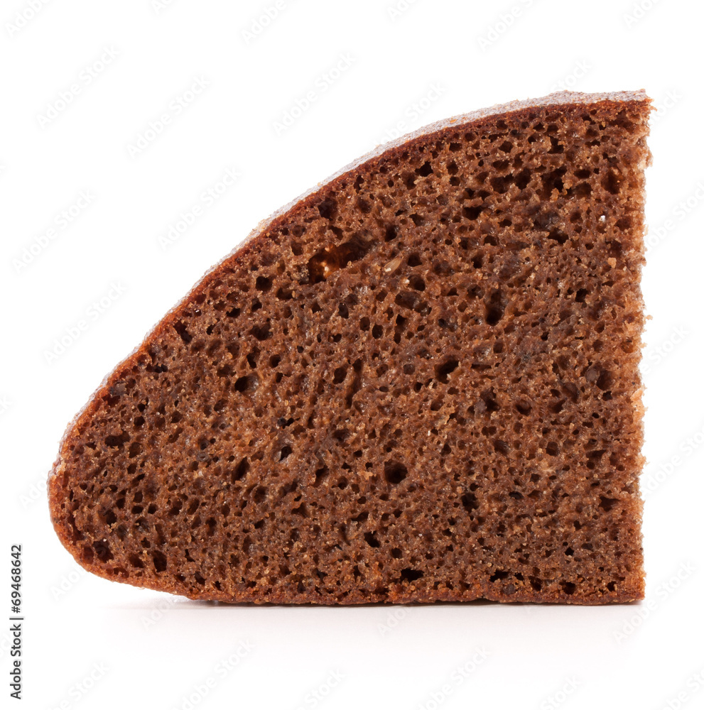 Slice of fresh rye bread isolated on white background cutout Slice of fresh rye bread isolated on white background cutout