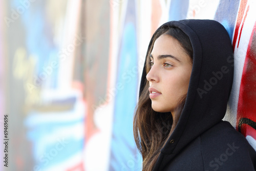 Profile portrait of a skater style teenager girl