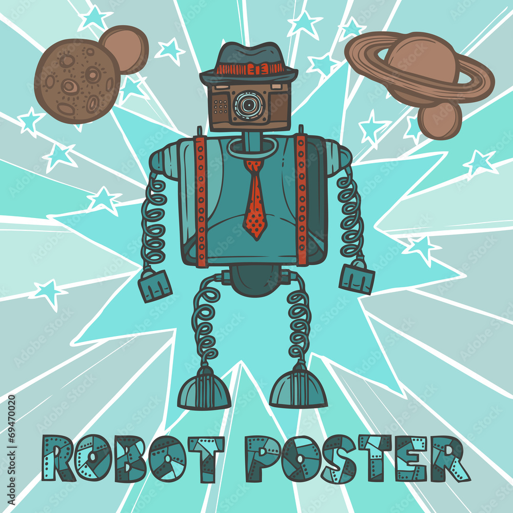Naklejka premium Projekt robota Hipster