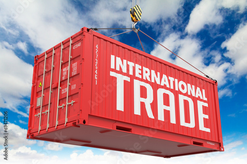 Obraz na plátně International Trade on Red Container.