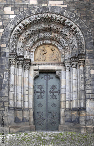 Doorway of Church of Saints Cyril and Methodius, Prague photo