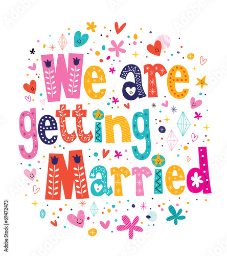 We Are Getting Married wedding invitation card lettering text