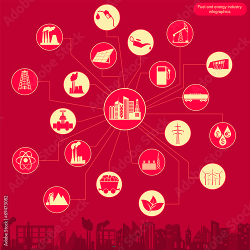 Fuel and energy industry infographic, set elements for creating