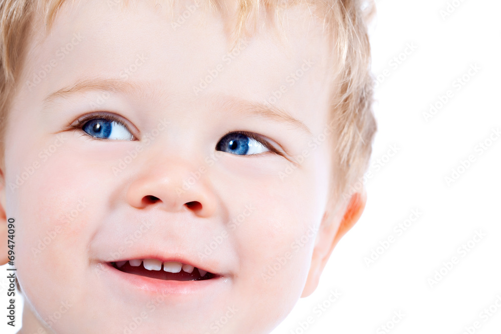 Toddler blond and blue eyes boy child with various facial expres Toddler blond and blue eyes boy child with various facial expres