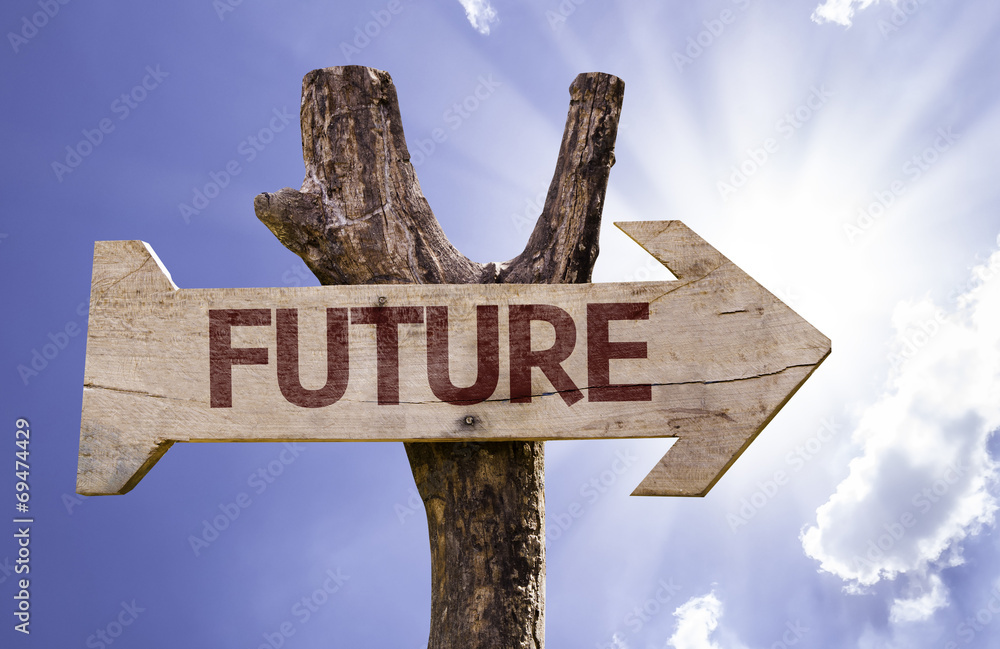 Future sign with a beautiful day on background