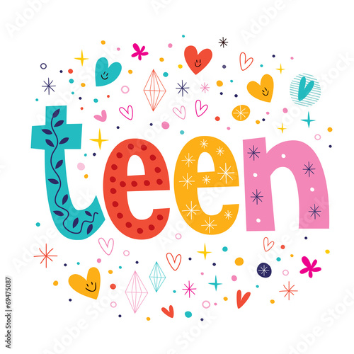 word teen retro typography lettering decorative text