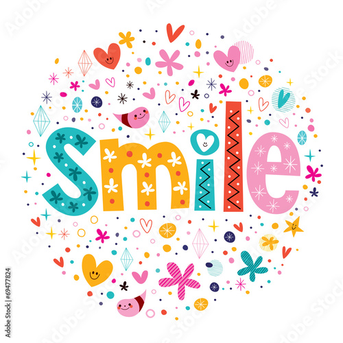 word Smile retro typography lettering decorative text