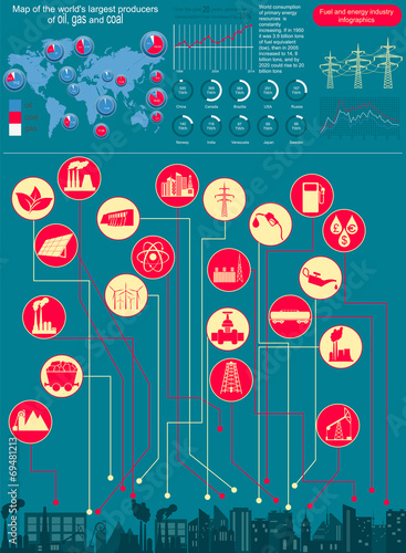 Fuel and energy industry infographic, set elements for creating