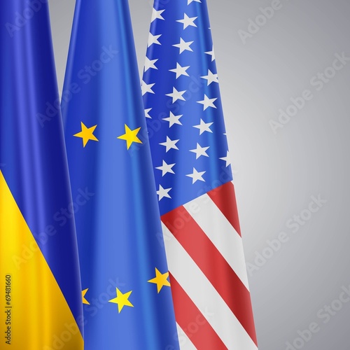 Ukraine EU USA flags photo