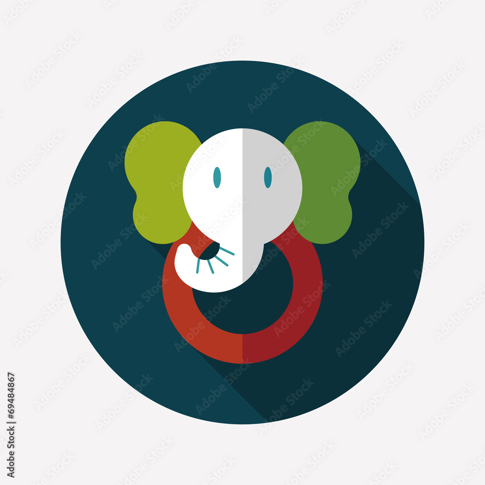 elephant toy flat icon with long shadow,eps10 elephant toy flat icon with long shadow,eps10