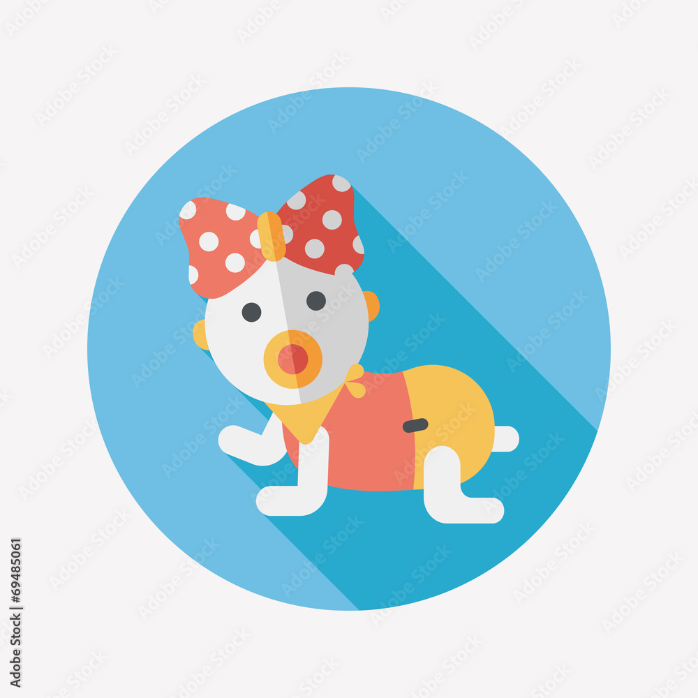 baby rattle flat icon with long shadow,eps10 baby rattle flat icon with long shadow,eps10