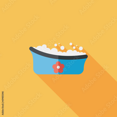 baby bath baby flat icon with long shadow,eps10