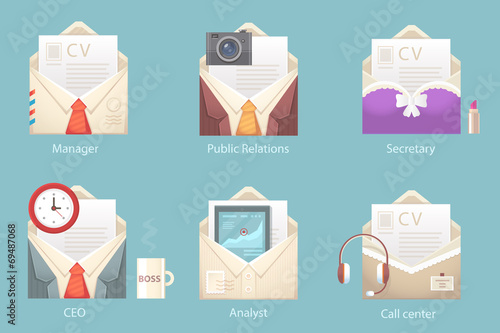 Vector illustration of a set of envelope business characters