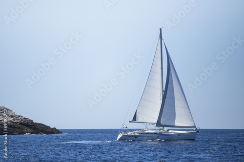 Sailing in the sea. Yachting. Luxury yachts.