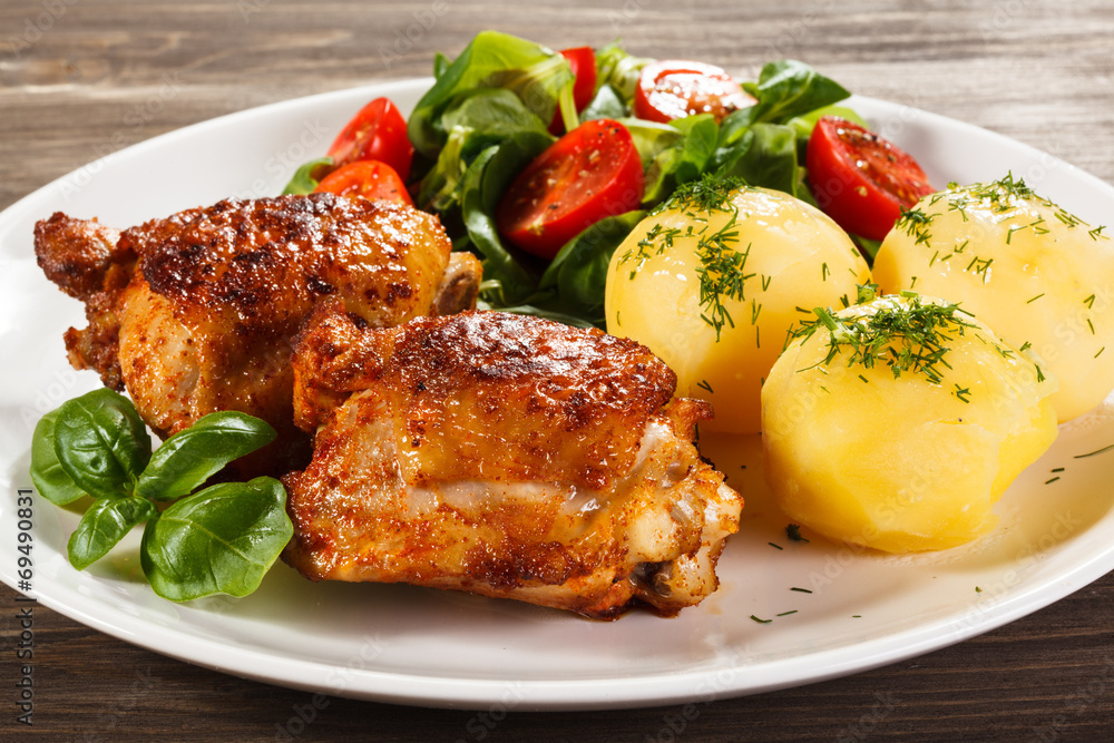 Grilled chicken legs with vegetables Grilled chicken legs with vegetables