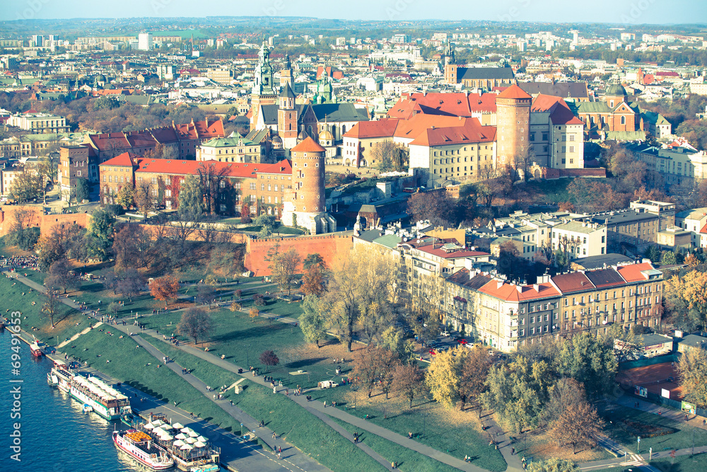 Wawel Castle in Krakow, Poland (film style)