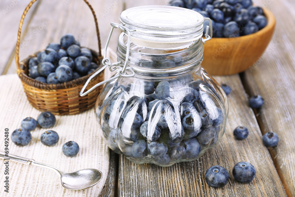 Fresh blueberries on wooden table Fresh blueberries on wooden table