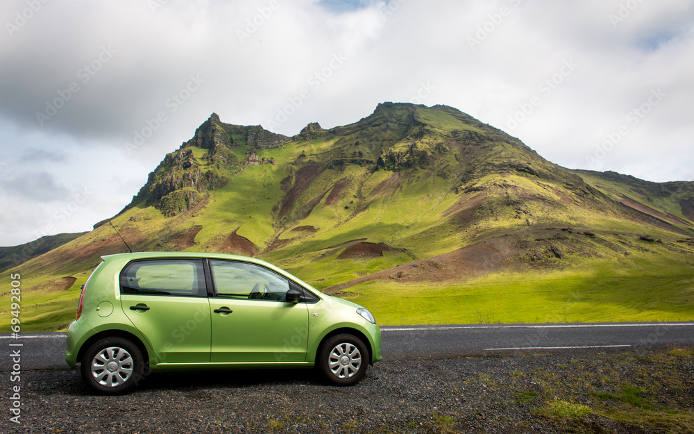 Paysage Campagne route voiture islandaise Islande Paysage Campagne route voiture islandaise Islande