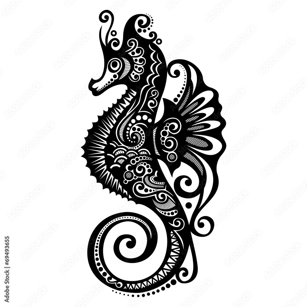 Fototapeta premium Vector Sea Horse. Patterned design