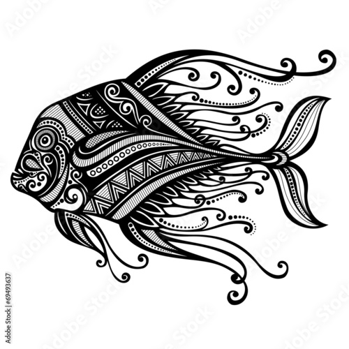 Vector Abstract Sea Fish. Patterned design