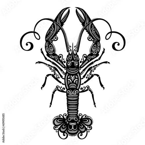 Vector Sea Langoustine. Patterned design