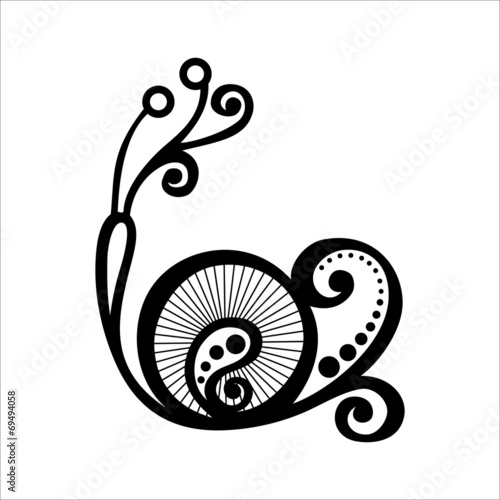 Vector Beautiful Snail, Exotic Insect. Patterned design, Tattoo